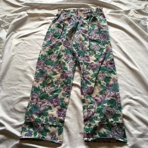 Vintage GIRL SWAT Purple LAVENDER Floral Pants Bag Waist FLOWERS Cotton SIZE 10